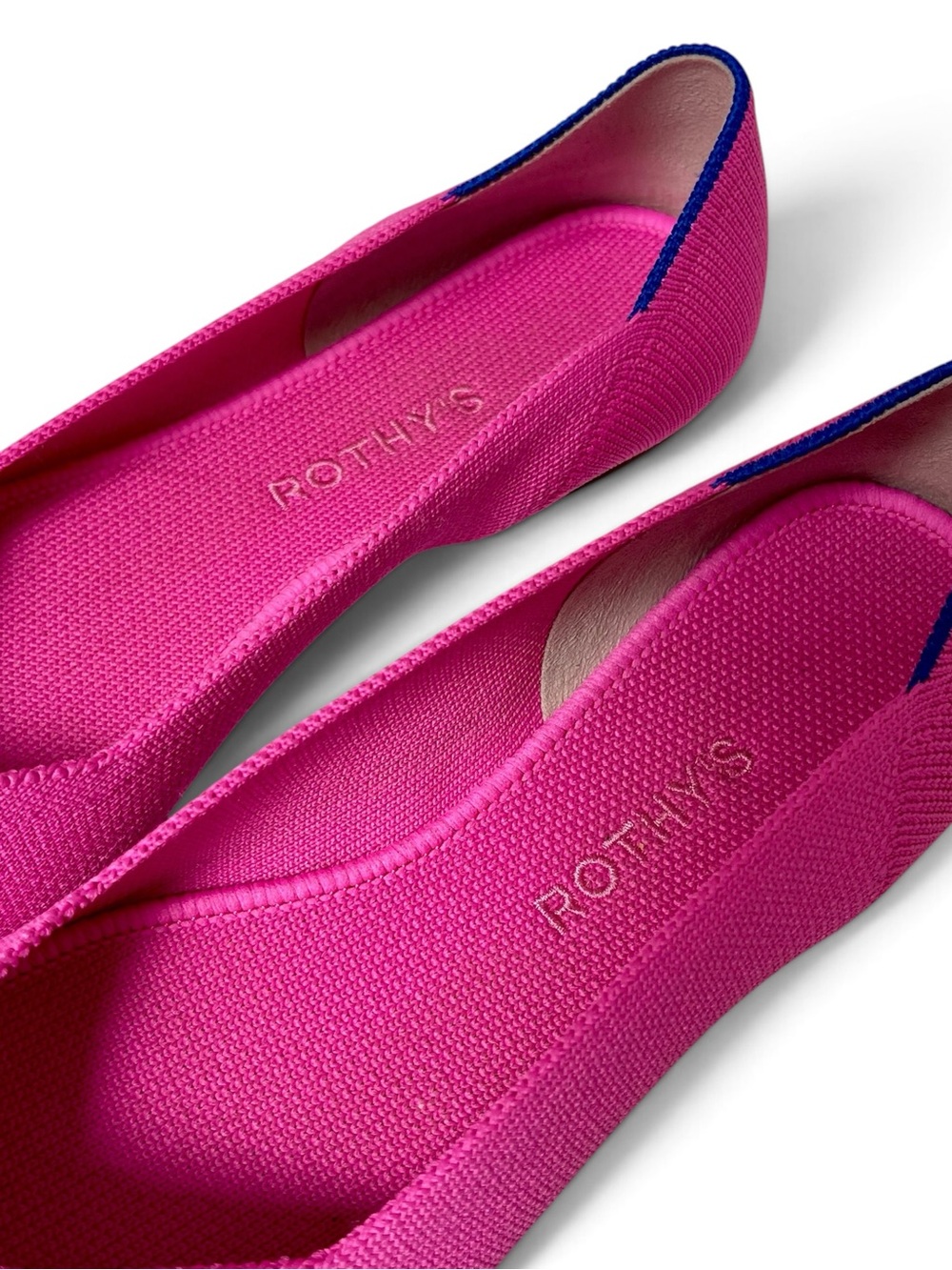 Rothy's Fuchsia Pointed-Toe Flats with Blue Trim worn once!✨ - Picture 4 of 5